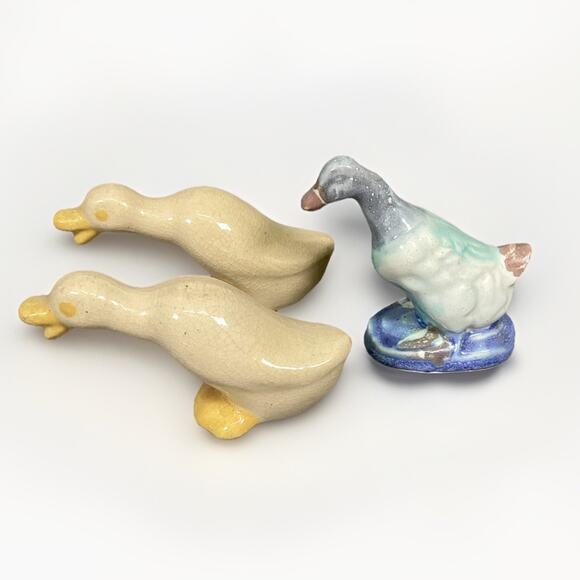 Set Of 3 Mid Century Ceramic Duck Figurines - Picture 1 of 16
